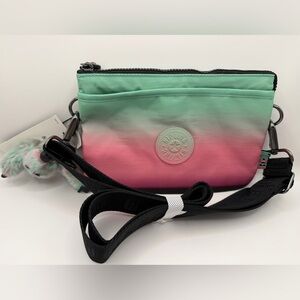 Kipling Wicked RiRi Gradient Crossbody with Pink and Green Monkey bag charm NWT